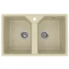 Кухонная мойка из искусственного камня Uperwood ECON UPD-402-002, прямоугольная, 2 чаши, бежевая матовая, Выбрать цвет: Слоновая кость, изображение 4
