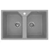 Кухонная мойка из искусственного камня Uperwood ECON UPD-402-003, прямоугольная, 2 чаши, серая матовая, Выбрать цвет: Светло-серый, изображение 4