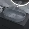 Раковина накладная 55 см, Uperwood Tanos Quartz, овальная, серая, бетон, Выбрать цвет: Бетон, изображение 5