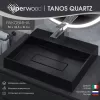 Раковина накладная 50 см, Uperwood Tanos Quartz, прямоугольная, черная, уголь, Выбрать цвет: Уголь