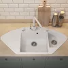 Кухонная мойка кварцевая Uperwood Quartz Premium UPD-06-01, угловая двухсекционная, белая, Выбрать цвет: Белый, изображение 5