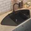 Кухонная мойка кварцевая Uperwood Quartz Premium UPD-06-04, угловая двухсекционная, черная, Выбрать цвет: Черный, изображение 4