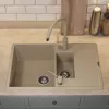 Кухонная мойка кварцевая Uperwood Quartz PremiumUPD-05-02, прямоугольная двухсекционная, бежевая, Выбрать цвет: Бежевый, изображение 5