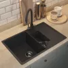 Кухонная мойка кварцевая Uperwood Quartz Premium UPD-05-04, прямоугольная двухсекционная, черная, Выбрать цвет: Черный, изображение 4