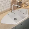 Кухонная мойка кварцевая Uperwood Quartz Premium UPD-06-01, угловая двухсекционная, белая, Выбрать цвет: Белый, изображение 4