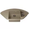 Кухонная мойка кварцевая Uperwood Quartz Premium UPD-06-02, угловая двухсекционная, бежевая, Выбрать цвет: Бежевый, изображение 7