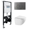 Комплект подвесной унитаз ABBER Bequem AC1131TC белый, с закрытым дном с инсталляцией AC0105 и кнопкой AC0121NG никель, Цвет кнопки: Никель