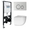 Комплект подвесной унитаз ABBER Bequem AC1132TC белый, с закрытым дном с инсталляцией AC0105 и кнопкой AC0121 хром глянцевый, Цвет кнопки: Хром глянцевый