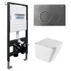Комплект подвесной унитаз ABBER Rechteck AC1219TC белый, с закрытым дном с инсталляцией AC0105 и кнопкой AC0121NG никель, Цвет кнопки: Никель