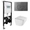 Комплект подвесной унитаз ABBER Rechteck AC1220TC белый, с закрытым дном с инсталляцией AC0105 и кнопкой AC0121NG никель, Цвет кнопки: Никель