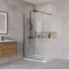 Душевая перегородка BelBagno KRAFT-L-1/C-NERO, Цвет стекла: прозрачное, Цвет профиля: Черный, Выбрать размер: 100