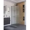 Душевая перегородка BelBagno UNO-L-1-TB-90/100-FL-GM рифленое/оруж.сталь, Цвет стекла: рифленое, Цвет профиля: Серый, Цвет профиля (вариация): Оружейная сталь, Выбрать размер: 100, изображение 4