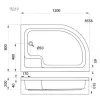 Поддон душевой Triton ПД18/ПД19 , 120х80 асимметричный  L/R средний, Тип поддона: Средний, Выбрать размер: 120х80, Ориентация: правый, изображение 2