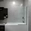 Штора на ванну Triton Статик-Блэк, Цвет стекла: прозрачное, Цвет профиля: Черный, Выбрать размер: 50х140, изображение 3