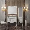 Мебель для ванной: Тумба напольная с раковиной OPADIRIS Лаура 100 Белый матовый с бежевой патиной/swarovski золото 1 в магазине Акватория