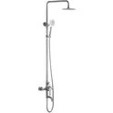 Душевая система MELANA-F1003P нерж.сталь, с тропическим душем, лейкой и смесителем, полированная