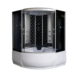 Душевая кабина четверть круга River TEMZA TH черная тонированные стекла  высокий поддон