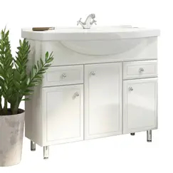 COMFORTY. Тумба-умывальник "Сочи-85/100" белый глянец с раковиной