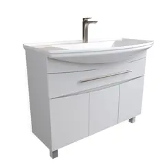 Тумба 1Marka  напольная под раковину  Lina New 105Н 1в.я 3д Белый глянец