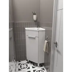 Тумба угловая 1Marka  напольная 37*37  с раковиной Penta