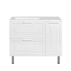 Тумба напольная с раковиной Style Line Альба (2 ящ./корзина) Барселона 90 Левая, Люкс, белый, PLUS