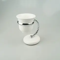 Stil Haus Giunone  настольный керамический стакан   хром - белый