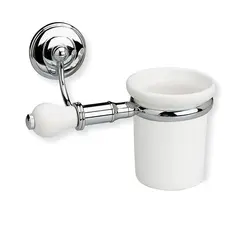 Stil Haus Nemi  настенный керамический стакан   хром - белая керамика