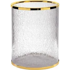 Surya Crystal  мусорное ведро без крышки 19х19х26  золото - прозрачное стекло
