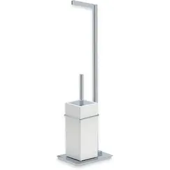 Stil Haus Urania  стойка: бумагодержатель + ерш керамический   никель сатин - белая керамика