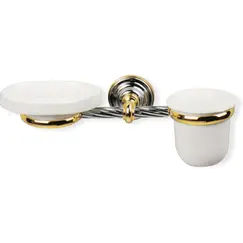 Stil Haus Giunone настенные керамические мыльница + стакан,  бронза