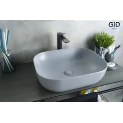 Накладная серая матовая раковина для ванной Gid Gm1302