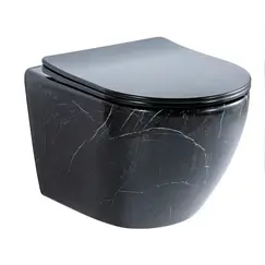 Унитаз подвесной CeramaLux 2212BM чёрный мрамор