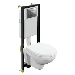 Комплект Cersanit DELFI TPL инсталляция BLACK кнопка  хром глянцевый