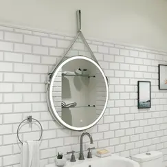 Зеркало ACWEN "Millenium White Led" D-650 на ремне из натурал. кожи белого цвета