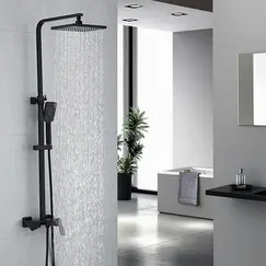 Душевая стойка ACWEN 1901В с изливом, черный матовый