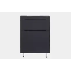 Тумба напольная с раковиной Style Line "Бергамо мини 70" (2 ящ.) Люкс антискрейтч черный, PLUS