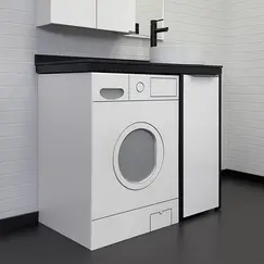Набор мебели под стиральную машину Comforty Лозанна-100 со столешницей Калакатта Блэк с раковиной 9111