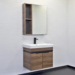 Зеркало-шкаф Comforty Соло-70/90 дуб тёмно-коричневый