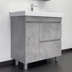 COMFORTY. Тумба-умывальник "Осло-80Н" бетон светлый с раковиной Fest 80