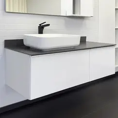 Тумба-умывальник Comforty Милан-120 белая с графитовой столешницей с раковиной Comforty T-Y9378