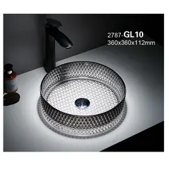 Раковина Ceramalux GL10 стекло белый-графит