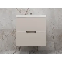 Тумба подвесная "Матис", с раковиной Classic (2 ящика), КРЕМ, ЭМАЛЬ