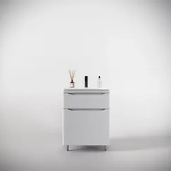 Тумба напольная с раковиной "Марелла " (2 ящ.) Люкс антискрейтч белый матовый, PLUS