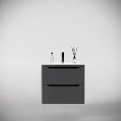 Тумба подвесная с раковиной "Марелла " (2 ящ.) Люкс антискрейтч серый, PLUS