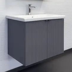 Подвесная тумба-умывальник Comforty Лима-70П антрацит с раковиной Como 70