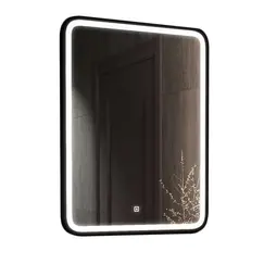 Зеркало Comforty Нобилис-60 LED подсветка, черная рамка, бесконтактный сенсор 600*800