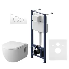 AM.PM Комплект инсталляция с клав Pro L белый с подвесным унитазом Like FlashClean с сид м/л