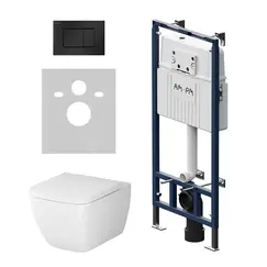 AM.PM  Инсталляция MasterFit с клав S черн мат с подвес унит  Gem FlashClean с сид