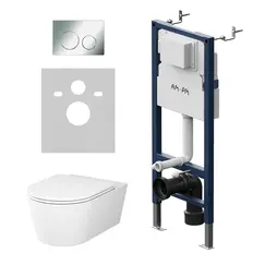 AM.PM Инсталляция с клав PrimeFit L, хром глянц, с подвес унит Func 54 FlashClean с сид м/л