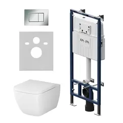 AM.PM Инсталляция MasterFit с клав S глянц хром с подвес унит Gem FlashClean с сид м/л